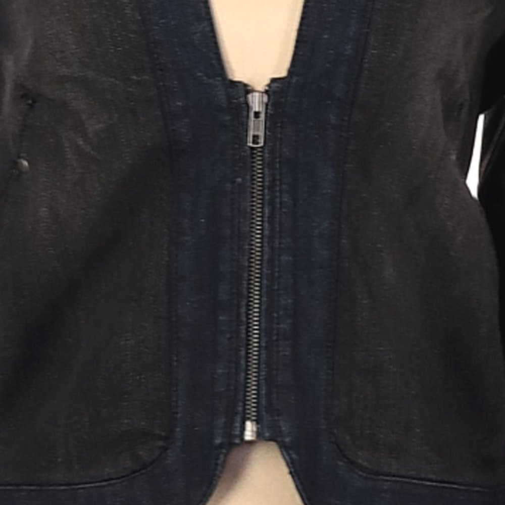 DKNY Jeans Denim Jacket Size L Navy Black Women's - Picture 3 of 5